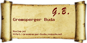 Gremsperger Buda névjegykártya
